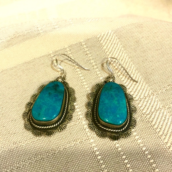 Sterling Silver Turquoise Earrings - Picture 1 of 5